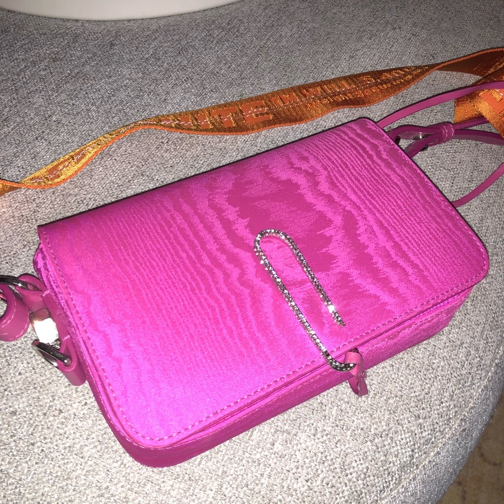 Off-White Pink Crystal Paperclip Bag